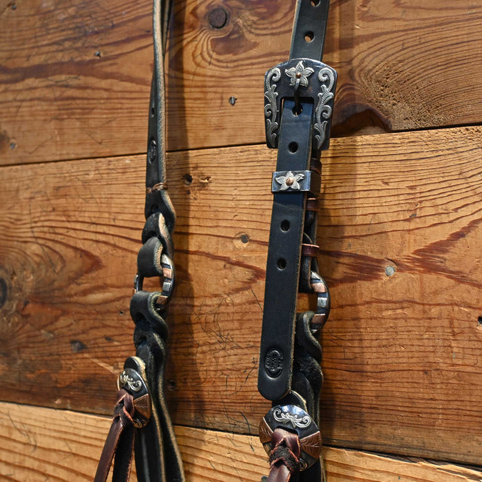 Joe Hipp Split Ear Black Leather Headstall