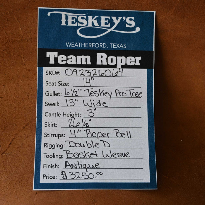 14" TESKEY'S TEAM ROPING SADDLE