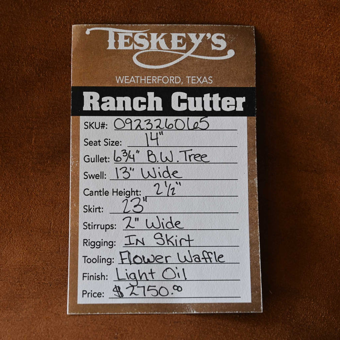 14" TESKEY'S PRO CUTTER RANCH CUTTER SADDLE
