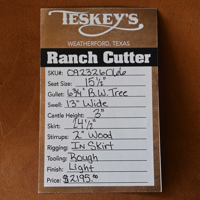 15.5" TESKEY'S PRO CUTTER RANCH CUTTER SADDLE