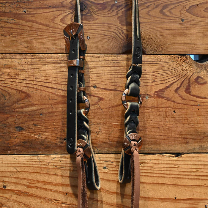 Joe Hipp Split Ear Black Leather Headstall