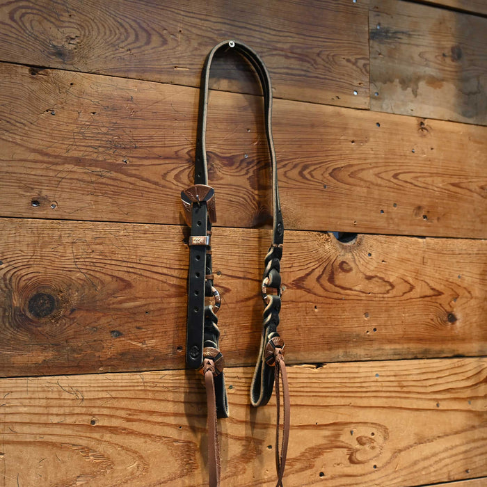 Joe Hipp Split Ear Black Leather Headstall