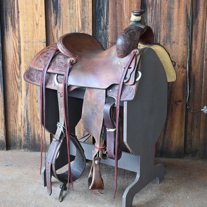 15" USED TAD SANDERS TEAM ROPING SADDLE