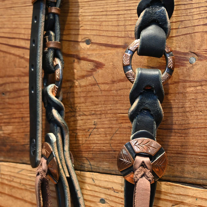 Joe Hipp Split Ear Black Leather Headstall