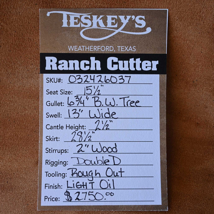 15.5" TESKEY'S PRO CUTTER RANCH CUTTER SADDLE Saddles - New Teskey's Saddlery