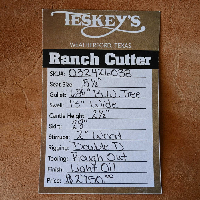 15.5" TESKEY'S PRO CUTTER RANCH CUTTER SADDLE Saddles - New Teskey's Saddlery