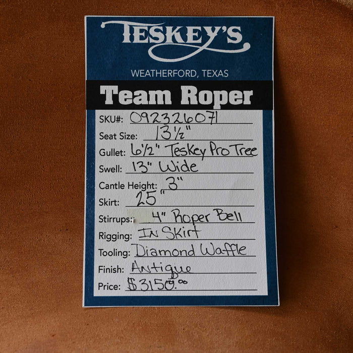 13.5" TESKEY'S TEAM ROPING SADDLE