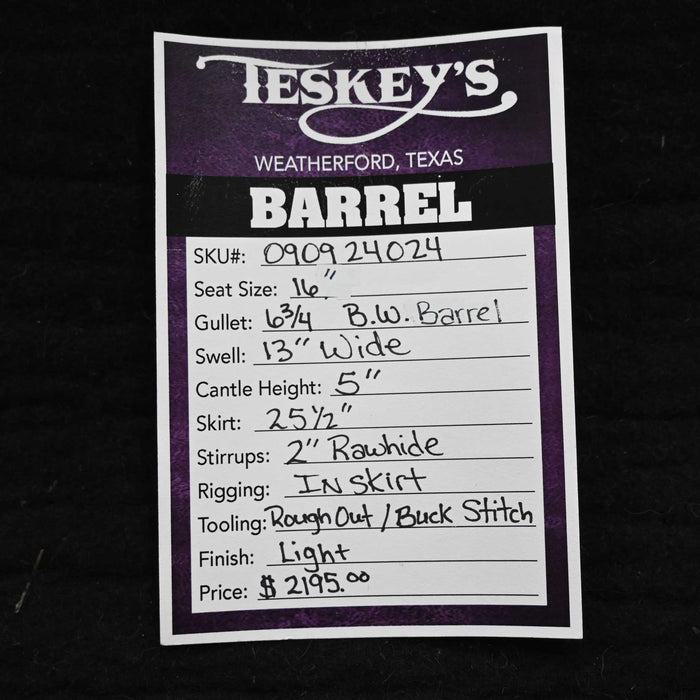 16" TESKEY'S BARREL SADDLE
