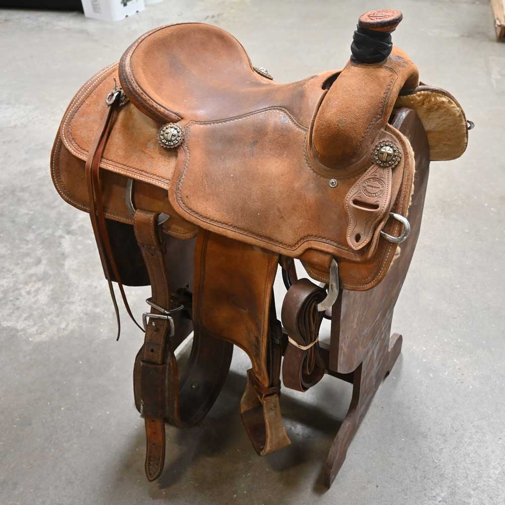 16" USED TAD SANDERS ROPING SADDLE Saddles Tad Sanders   