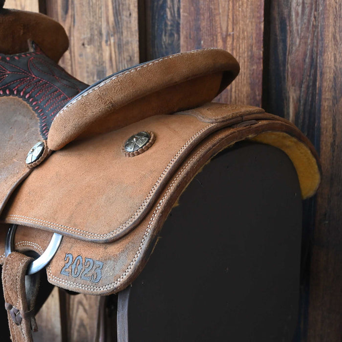 15" USED TRENT WARD TEAM ROPING SADDLE