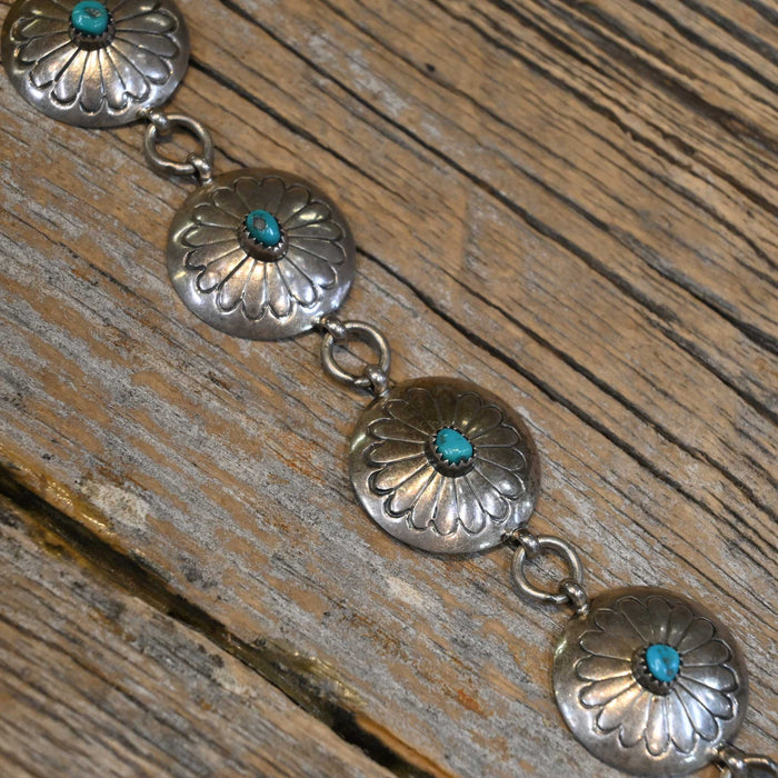 Vintage 37" Sterling Silver Concho Belt