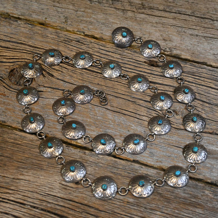 Vintage 37" Sterling Silver Concho Belt