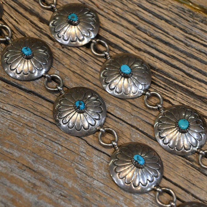 Vintage 37" Sterling Silver Concho Belt