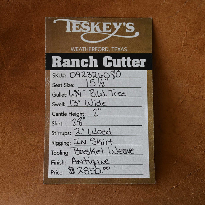 15.5" TESKEY'S PRO CUTTER RANCH CUTTER SADDLE