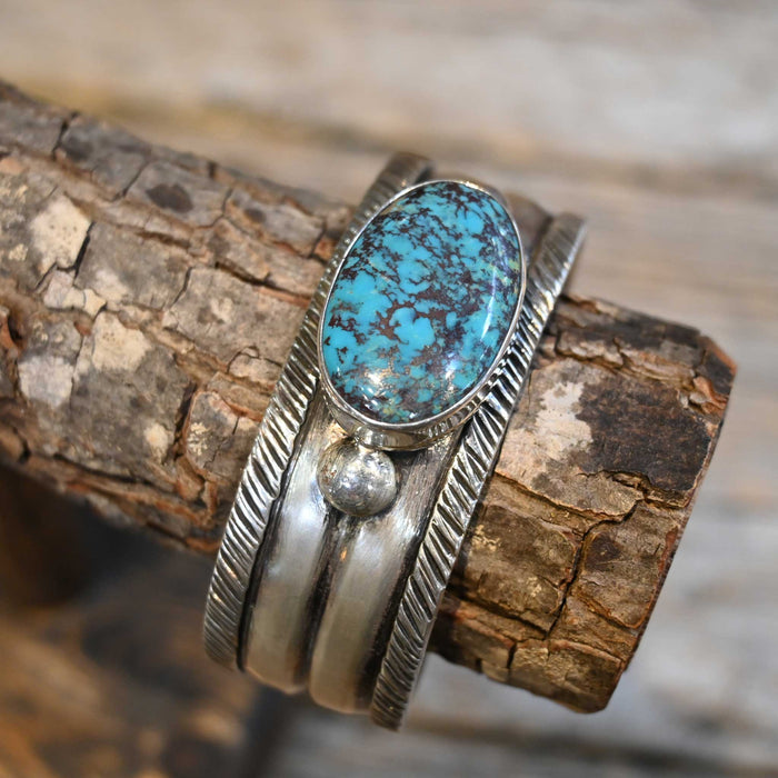 Sterling Silver Cuff w/Kingman Black Web Turquoise