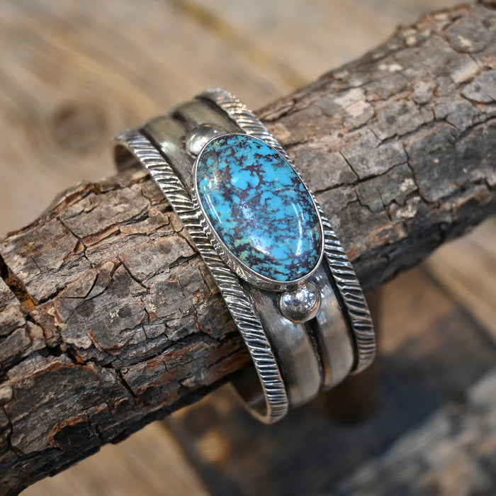 Sterling Silver Cuff w/Kingman Black Web Turquoise