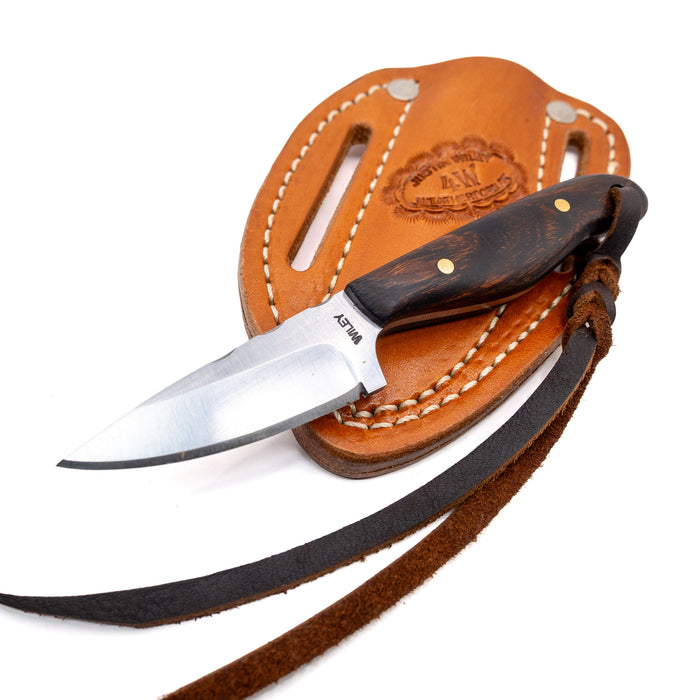 Justin Wiley Carbon Steel Drop Point Knife with Dark Wood Handle