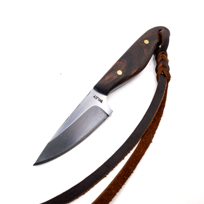 Justin Wiley Carbon Steel Drop Point Knife with Dark Wood Handle
