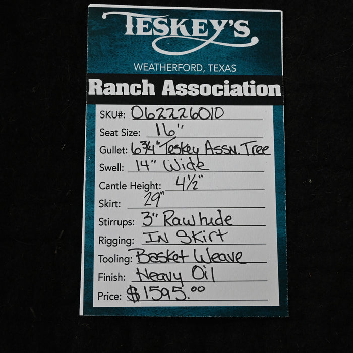 16" TESKEY'S RANCH ASSOCIATION SADDLE