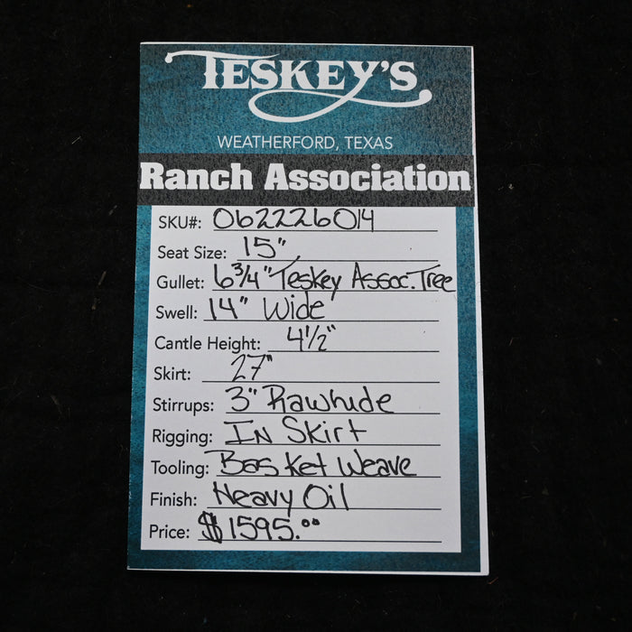 15" TESKEY'S RANCH ASSOCIATION SADDLE Saddles - New Teskey's Saddlery