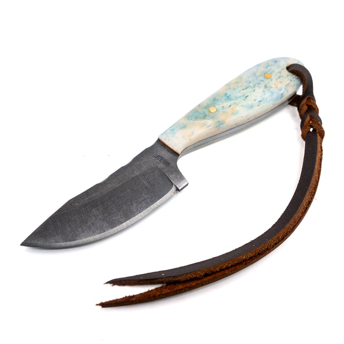 Justin Wiley Carbon Steel Drop Point Knife with Light Blue Wood Handle Knives Justin Wiley