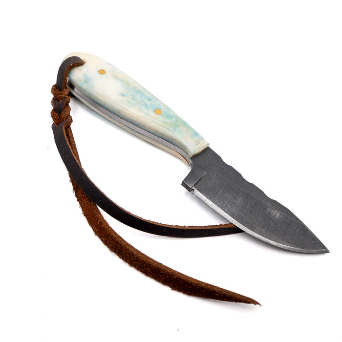 Justin Wiley Carbon Steel Drop Point Knife with Light Blue Wood Handle Knives Justin Wiley