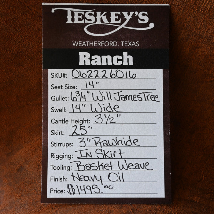 14" TESKEY'S STRIP DOWN RANCH SADDLE