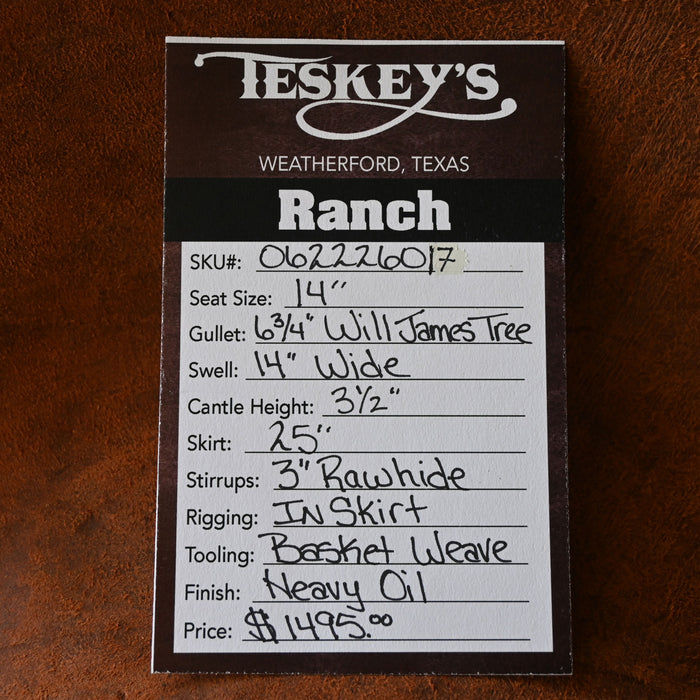 14" TESKEY'S STRIP DOWN RANCH SADDLE