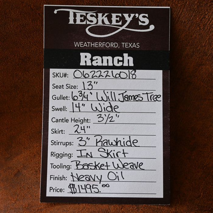 13" TESKEY'S STRIP DOWN RANCH SADDLE