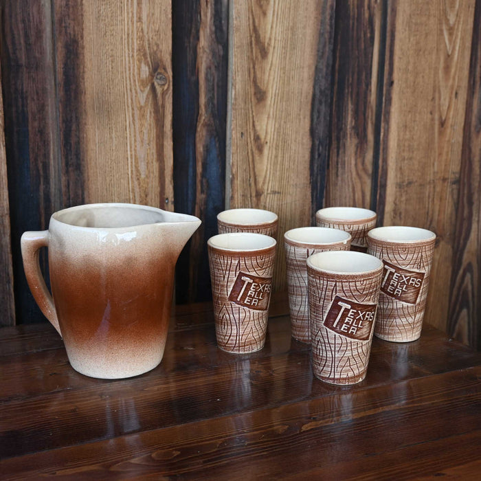 Vintage Texas Tall Tea Set w/Pitcher & 6 Glasses