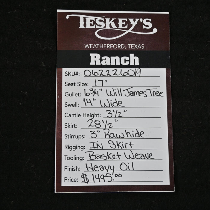 17" TESKEY'S STRIP DOWN RANCH SADDLE