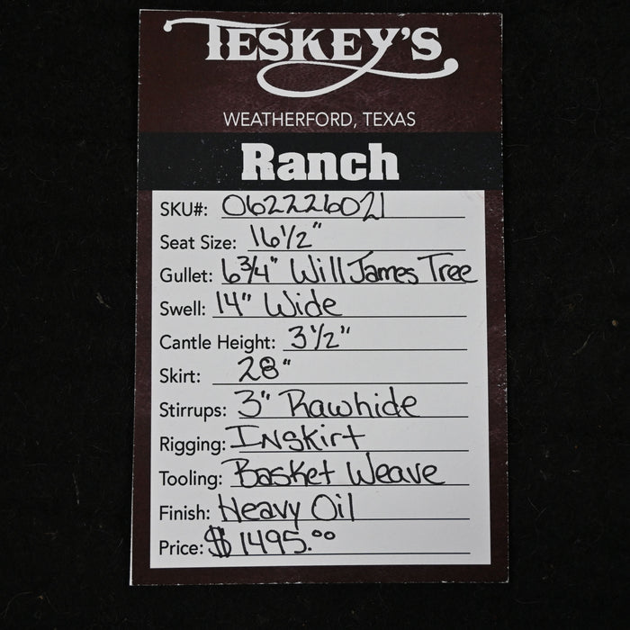 16.5" TESKEY'S STRIP DOWN RANCH SADDLE