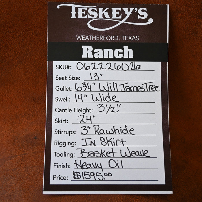 13" TESKEY'S STRIP DOWN RANCH SADDLE