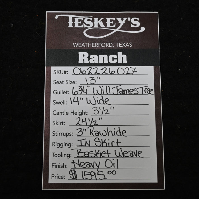 13" TESKEY'S STRIP DOWN RANCH SADDLE