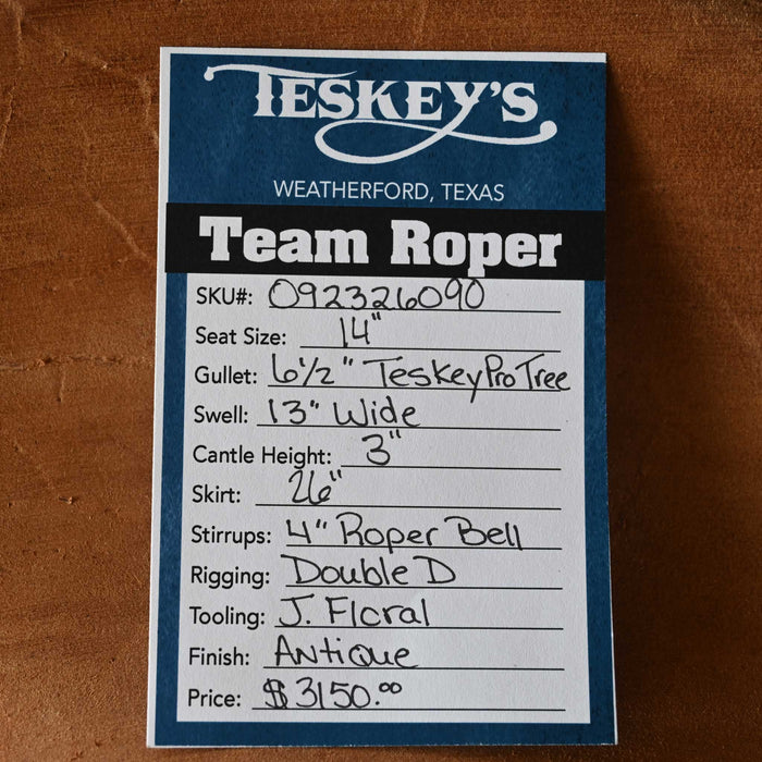 14" TESKEY'S TEAM ROPING SADDLE