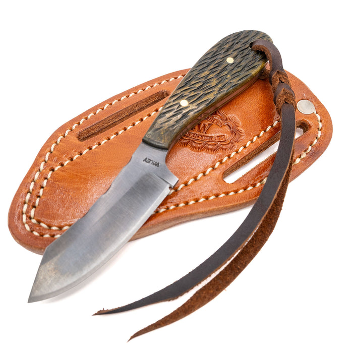 Justin Wiley Carbon Steel Skinner Knife with Textured Bone Handle