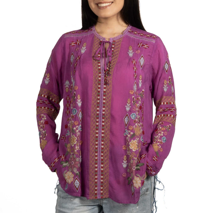 Johnny Was Eli Purple Wine Paulina Shirt