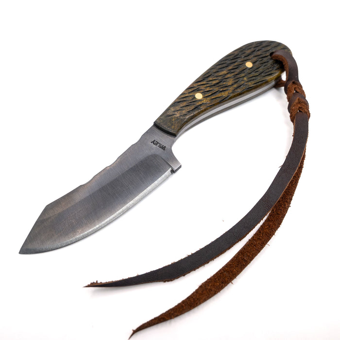Justin Wiley Carbon Steel Skinner Knife with Textured Bone Handle