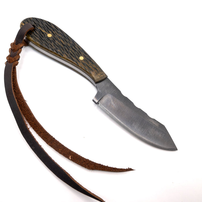 Justin Wiley Carbon Steel Skinner Knife with Textured Bone Handle