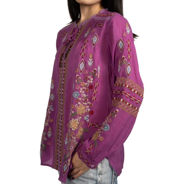 Johnny Was Eli Purple Wine Paulina Shirt