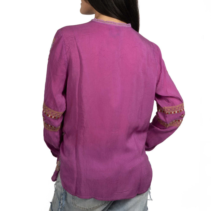 Johnny Was Eli Purple Wine Paulina Shirt