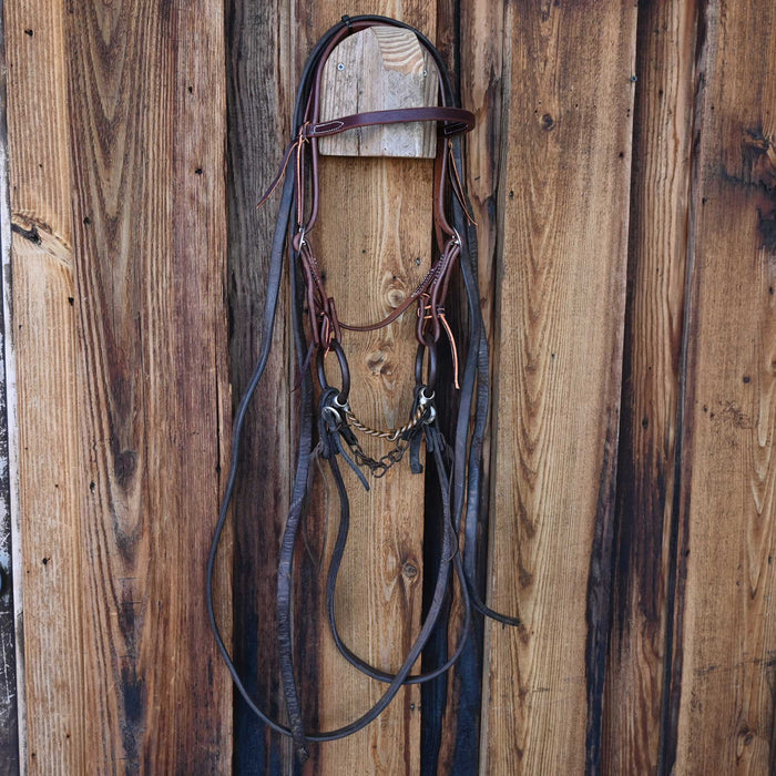 O-Ring Twisted Copper Snaffle Bridle Rig w/New Browband Headstall