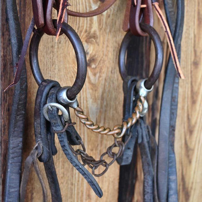 O-Ring Twisted Copper Snaffle Bridle Rig w/New Browband Headstall