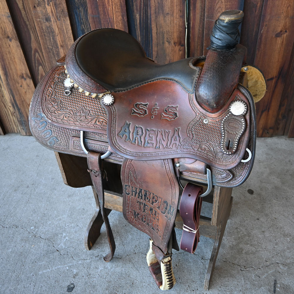 15.5" USED TESKEY'S TEAM ROPING SADDLE Saddles TESKEY'S SADDLERY LLC   