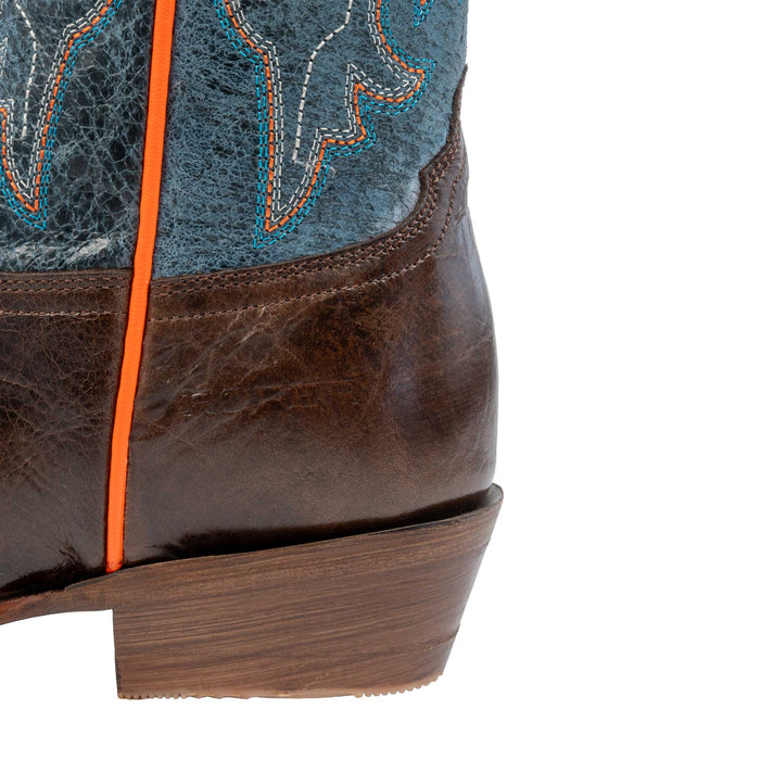 Roper Boy's Clint Cutter Burnish Brown Waxy Dark Blue Western Boot KIDS - Footwear - Boots Roper Apparel & Footwear