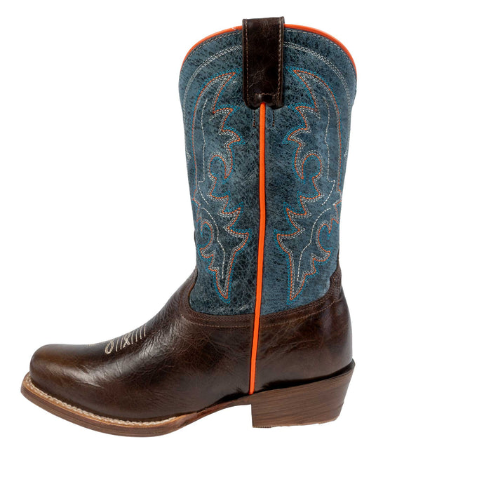 Roper Boy's Clint Cutter Burnish Brown Waxy Dark Blue Western Boot KIDS - Footwear - Boots Roper Apparel & Footwear