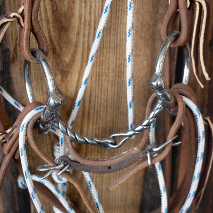 Cow Horse Supply D-Ring DL Twist Snaffle Bridle Rig w/Martingale