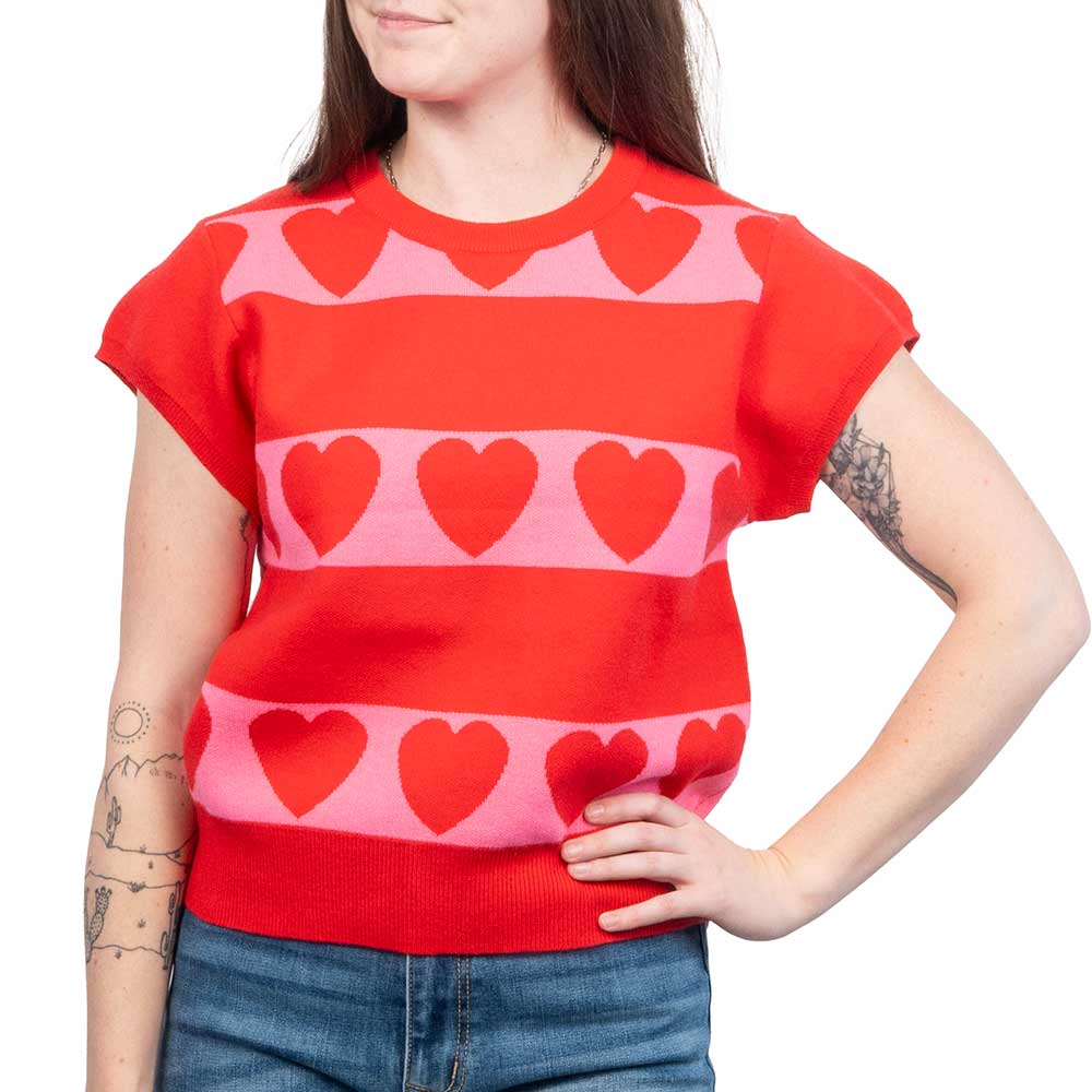 Short Sleeve Heart Knit Top WOMEN - Clothing - Tops - Short Sleeved THML Clothing