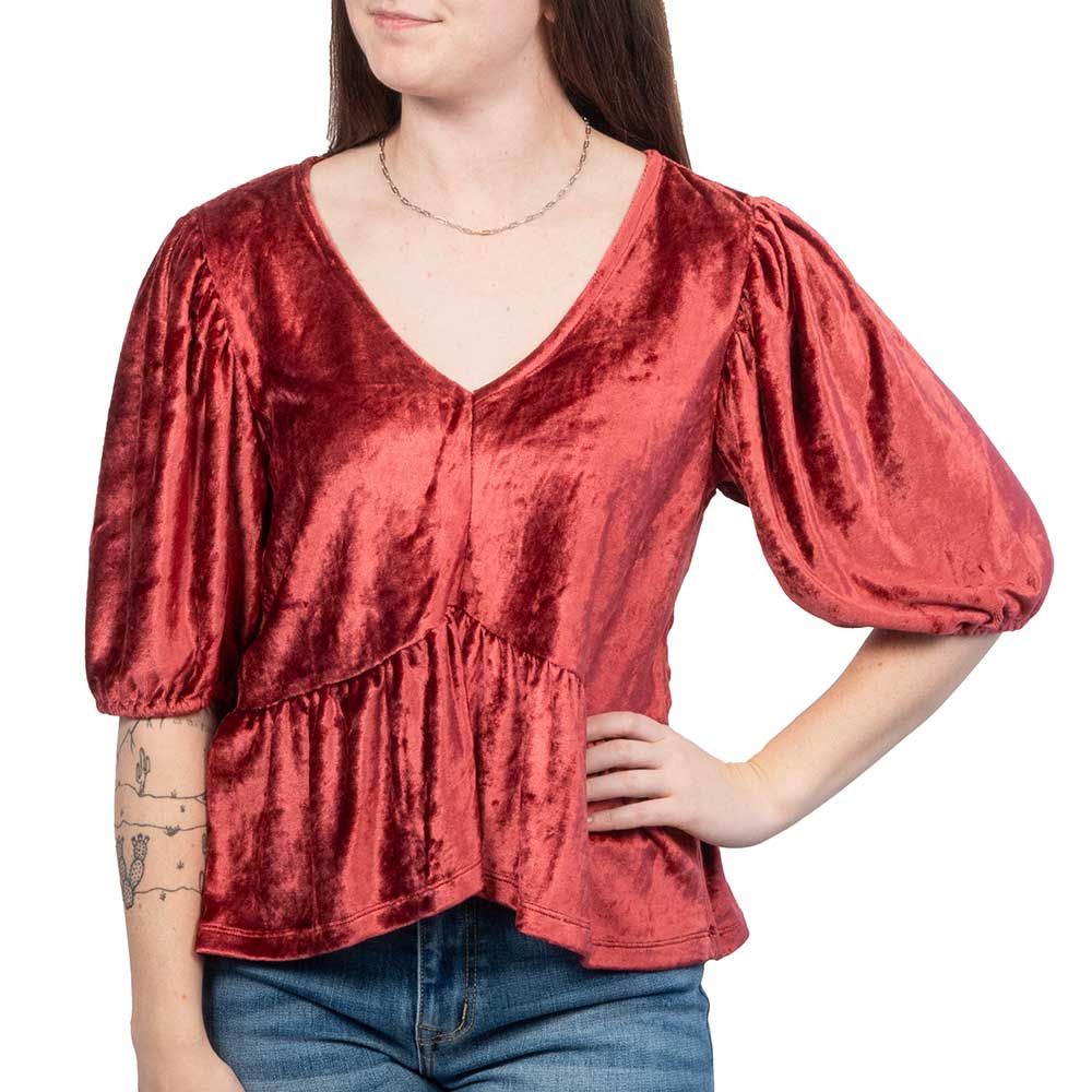 Dylan Velvet Ruffle Top - FINAL SALE WOMEN - Clothing - Tops - Short Sleeved Dylan