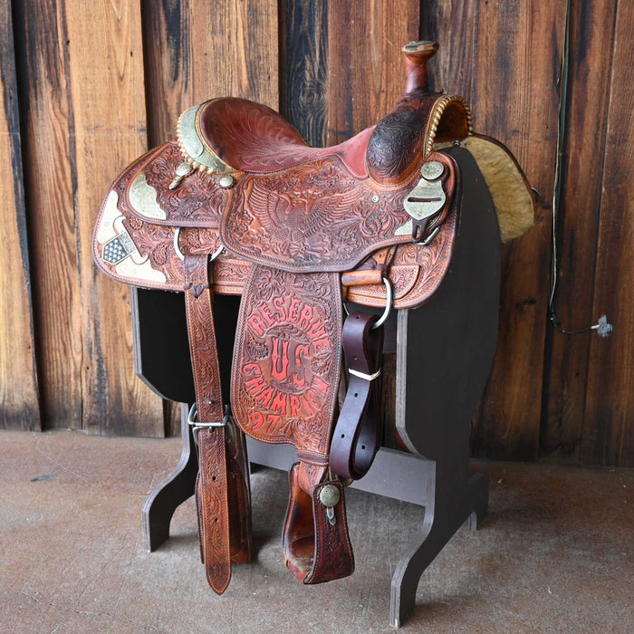 15" USED JIM TAYLOR ROPING SADDLE